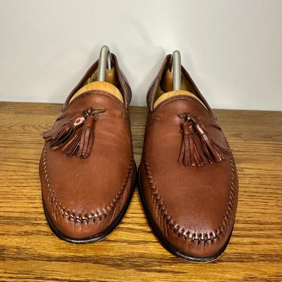 Magnanni Mens Casual Dress Shoes Soft Brown Leather Tassel Loafers Size 8 M - Picture 2 of 7
